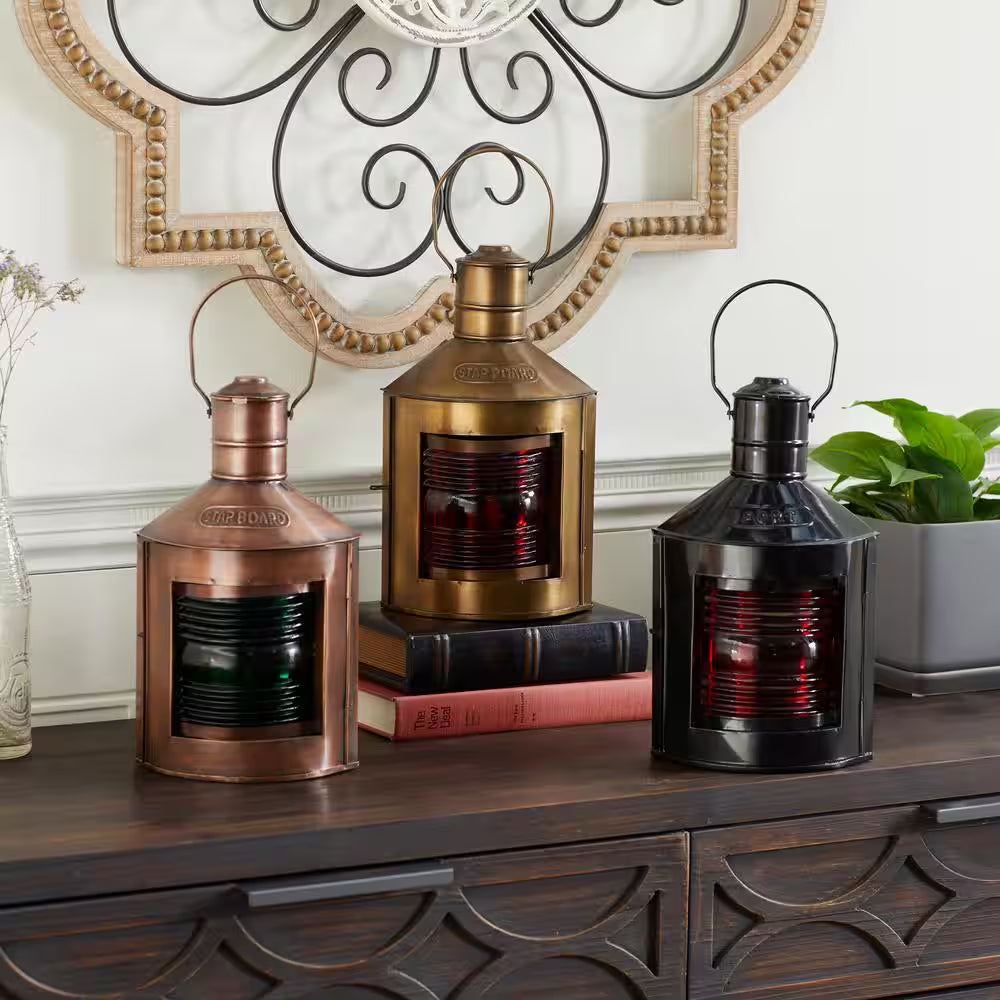 Multi Colored Metal Rustic Candle Lantern (Set of 3)