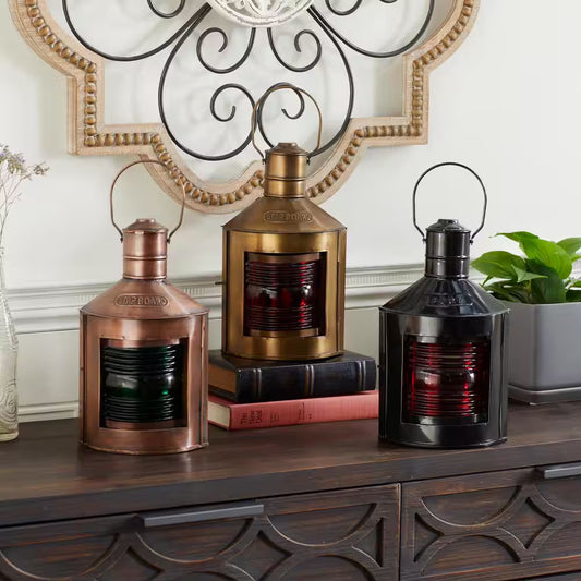 Multi Colored Metal Rustic Candle Lantern (Set of 3)