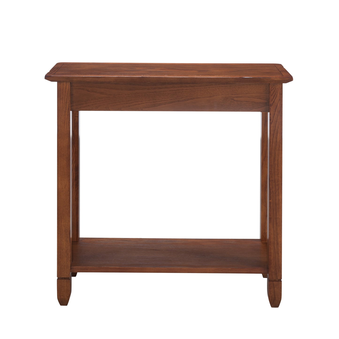 10059 Rustic Slate Tile Hall Console Sofa Table with Shelf, Rustic Oak