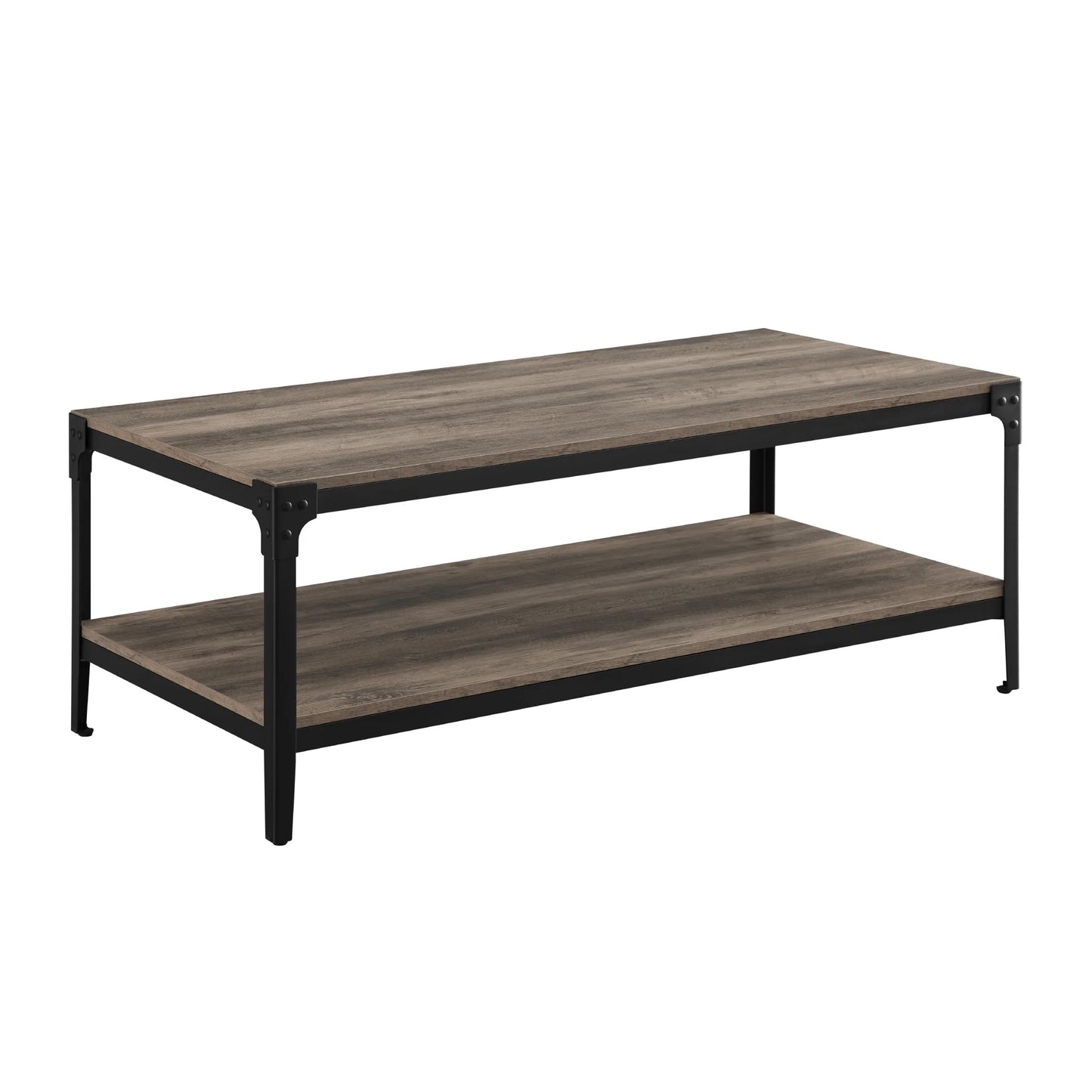 Wilson Angle Iron Rustic Coffee Table, Grey Wash
