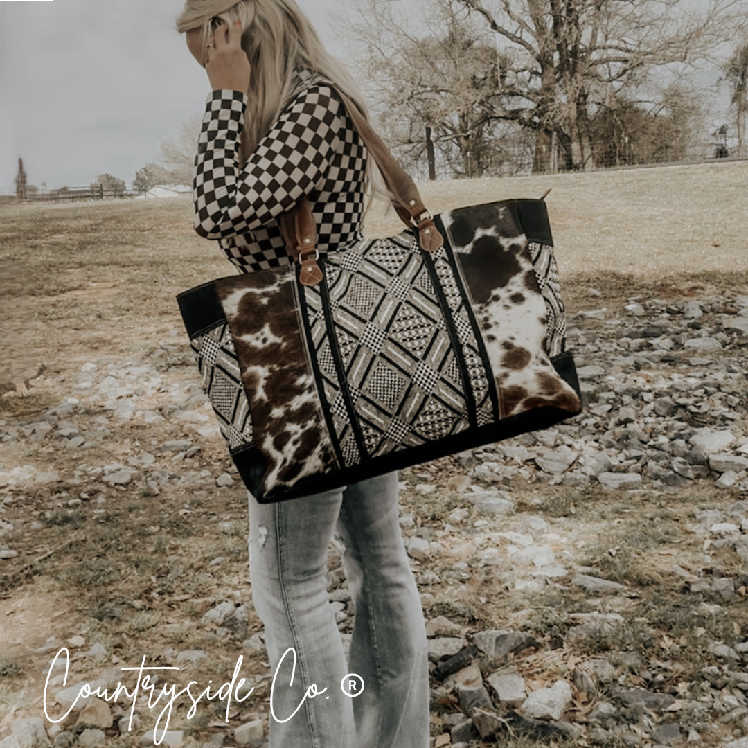 Texas Western Cowhide Bags and More - Charlene Cowhide Weekender Bag