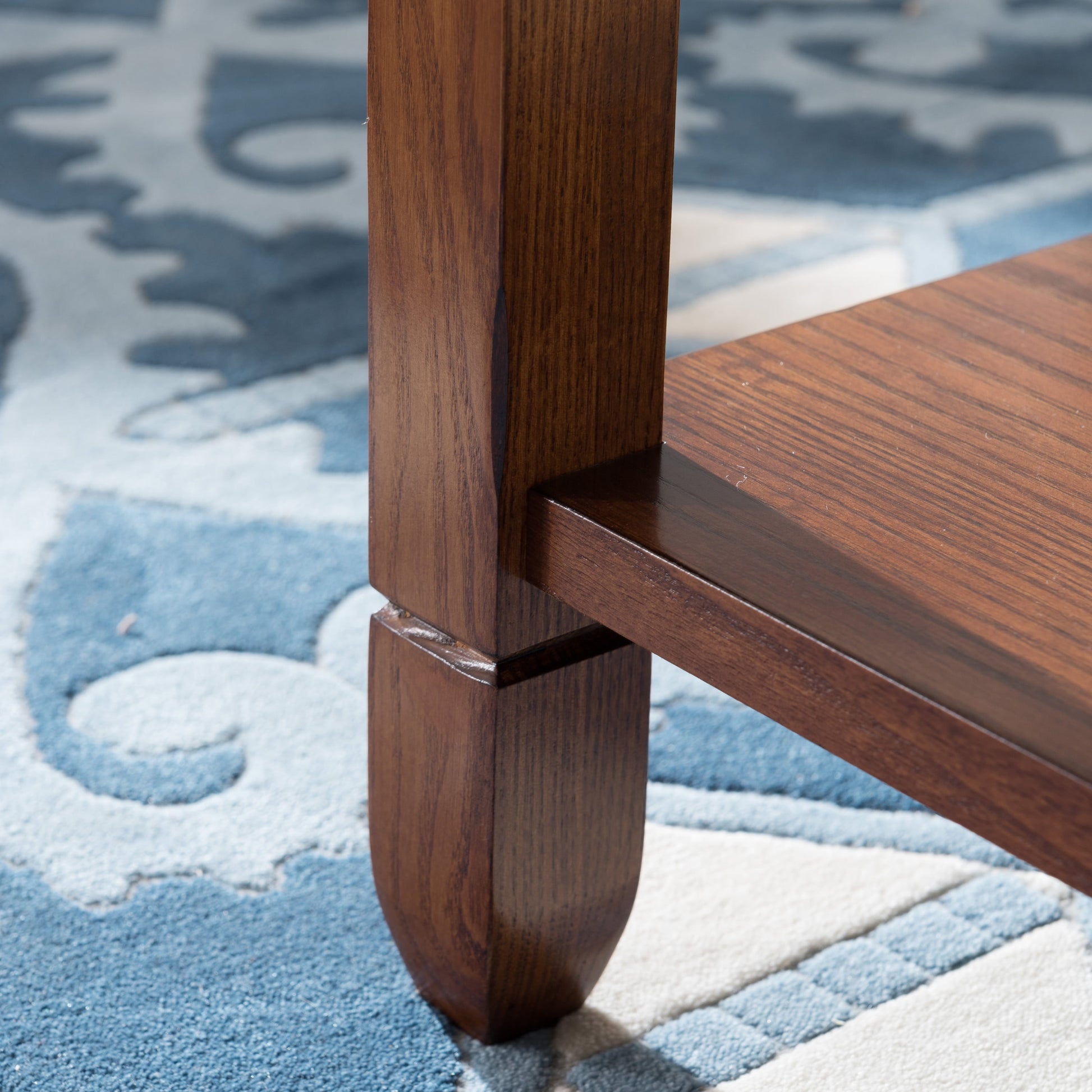 10058 Rustic Slate Tile Coffee Table with Shelf, Rustic Oak