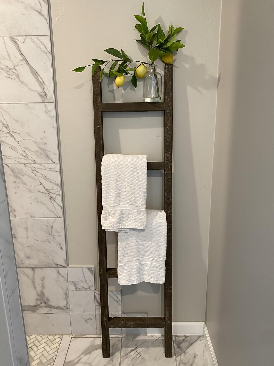 Rustic Farmhouse Decorative Ladder - Our 6 Ft Ladder Can Be Mounted Horizontally or Vertically and Is Crafted from Upcycled Wood | No Assembly Required | Brown