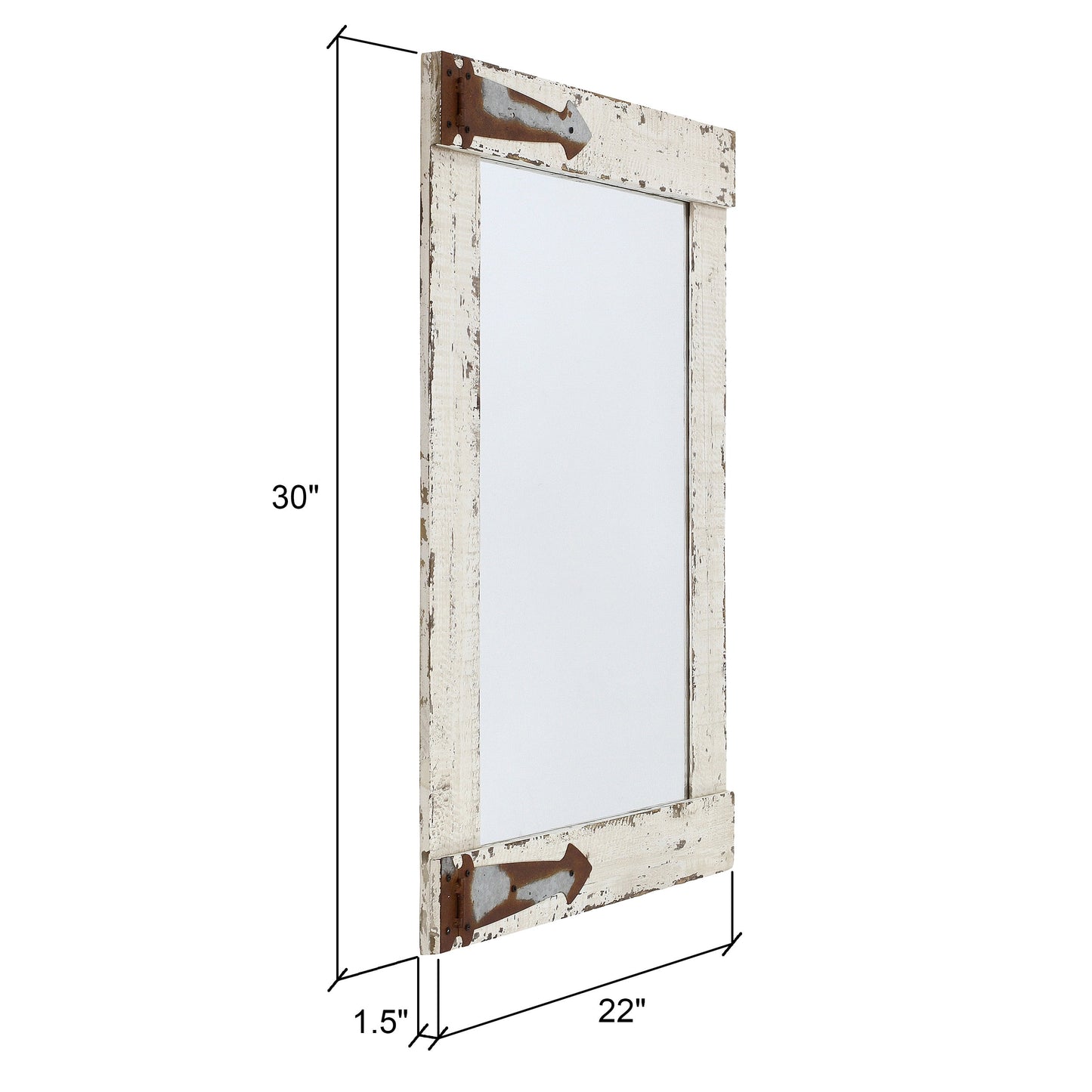 Serenad Farmhouse Wall Mirror White 30" X 22" by Aspire