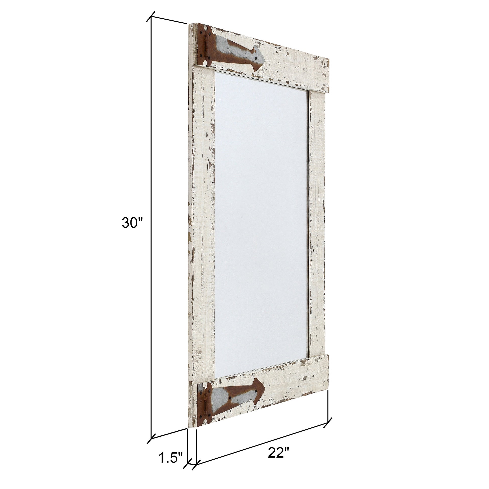 Serenad Farmhouse Wall Mirror White 30" X 22" by Aspire