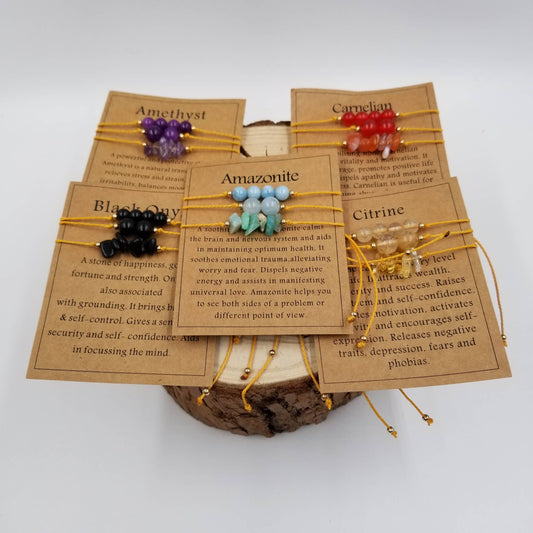 CHAKRA JEWELRY - Handmade Natural Crushed Stones Bracelet Set With Card