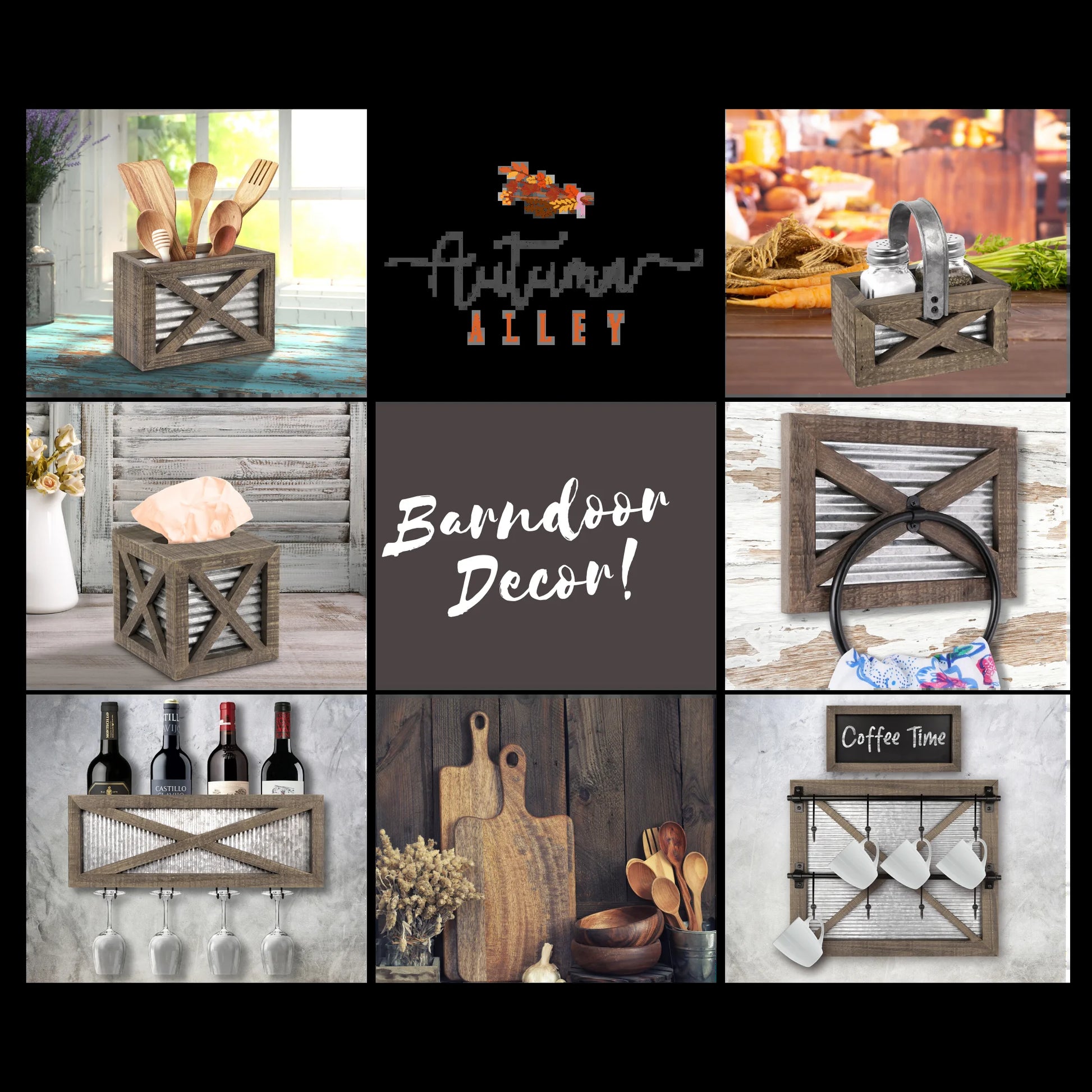 Wooden Barn Door Farmhouse Towel Rack with Galvanized Metal - Farmhouse Bathroom Decor