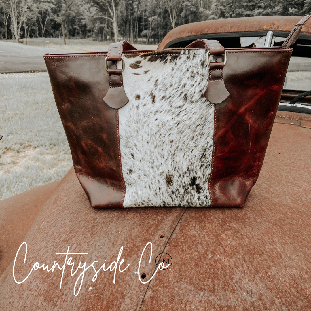 Texas Western Cowhide Bags and More - Jane All Leather Tote, laptop bag, Purse