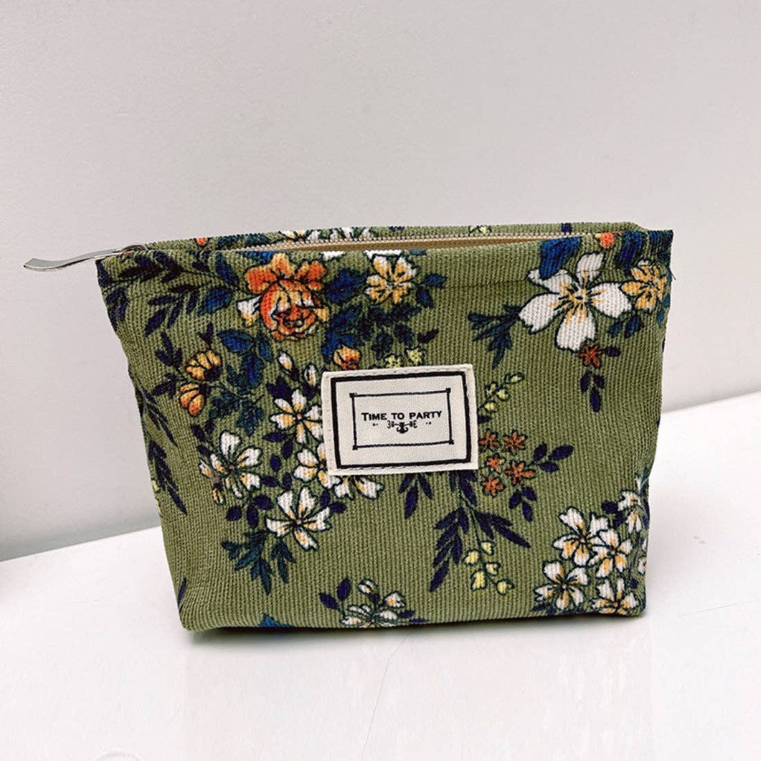 Funkyrel® Atzbranding Limited - Cosbai - Small Floral Corduroy Cosmetic Bag