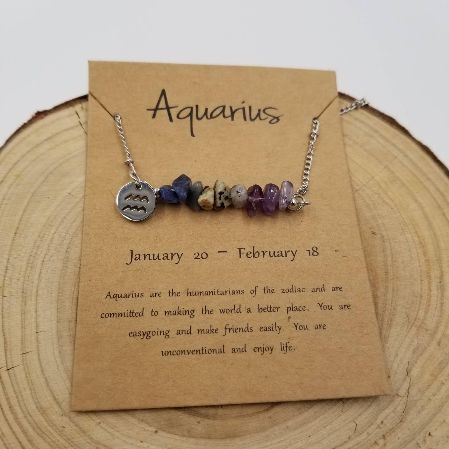 CHAKRA JEWELRY - Natural Stone Handwoven Constellation Necklace with Card