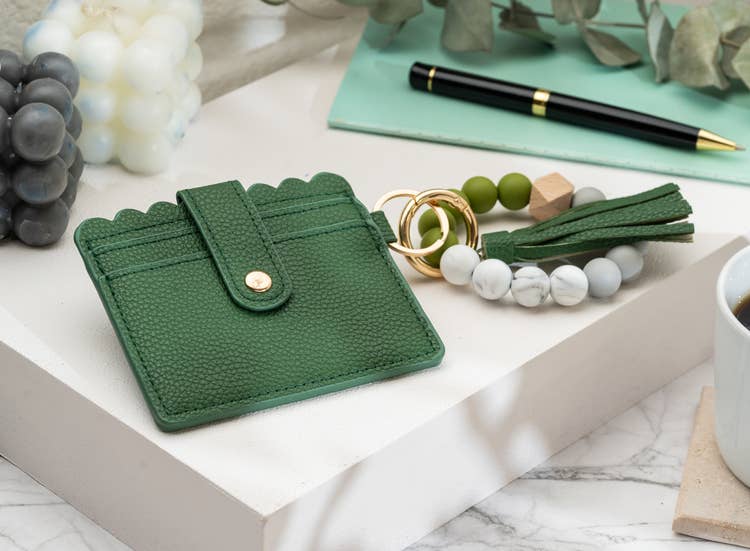 American Leather Goods - Leather Keychain Wallet With Wristlet Bangle Bracelet