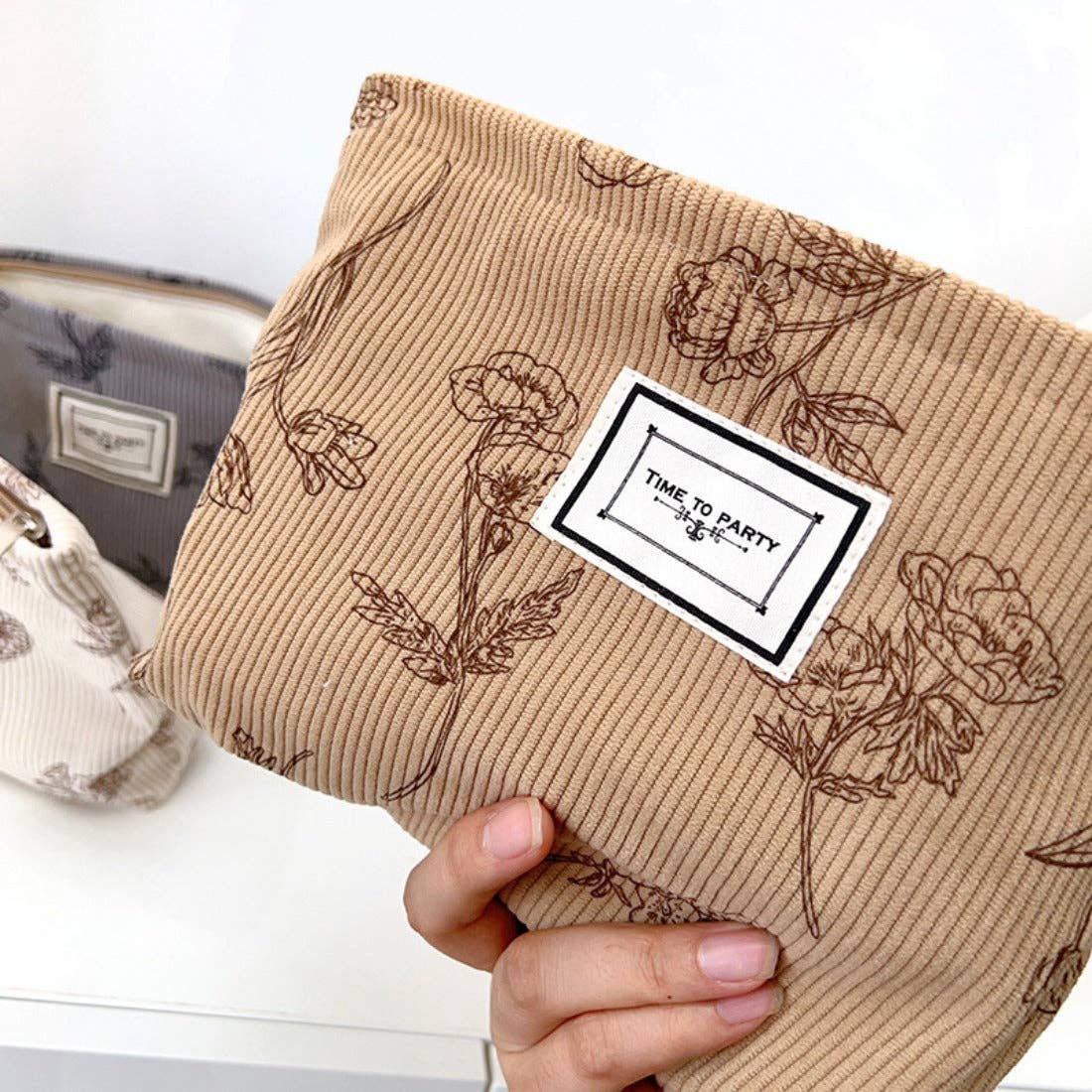 Funkyrel® Atzbranding Limited - Cosbai - Floral Corduroy Portable Storage Bag