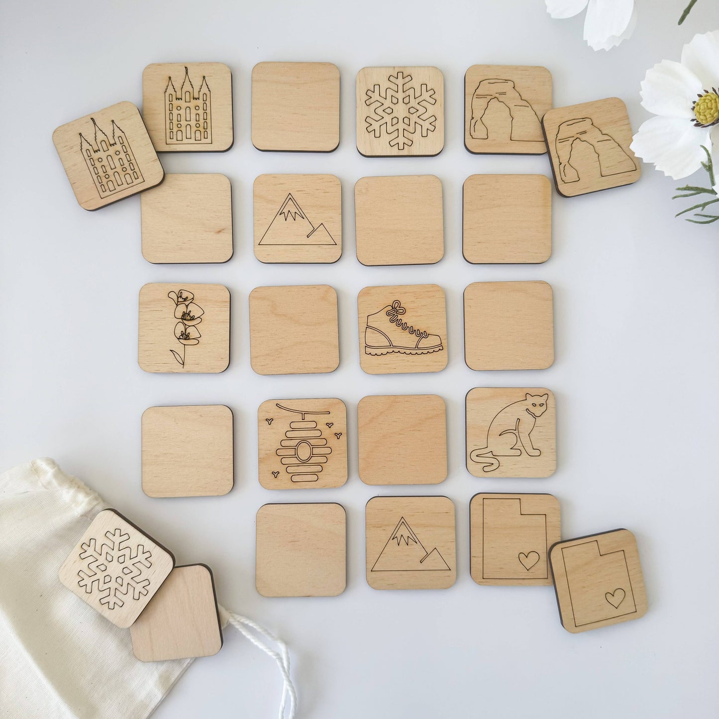 Birch House Games & Gifts - State Memory Matching Game - Wood Memory Game, Brainteaser
