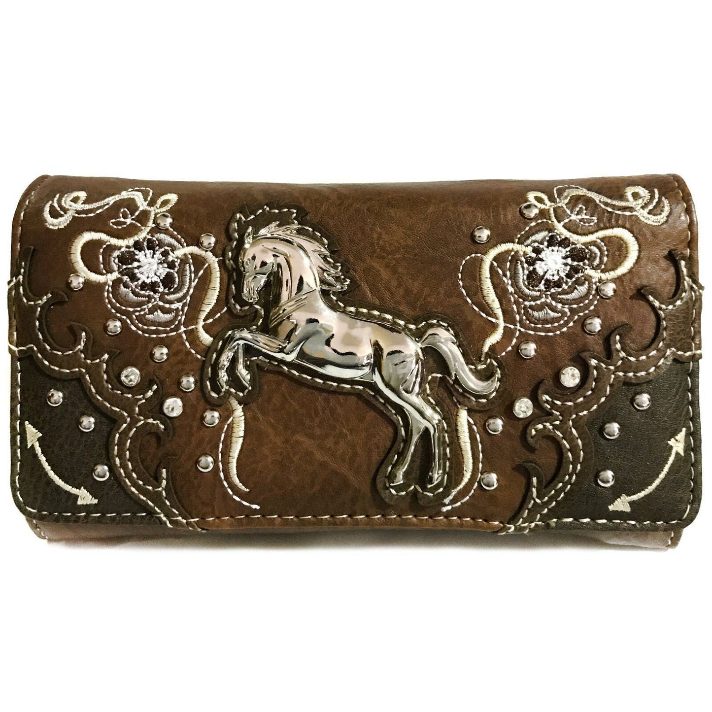 Lunar Deer - Women Floral Embroidery Horse Crossbody Wallet