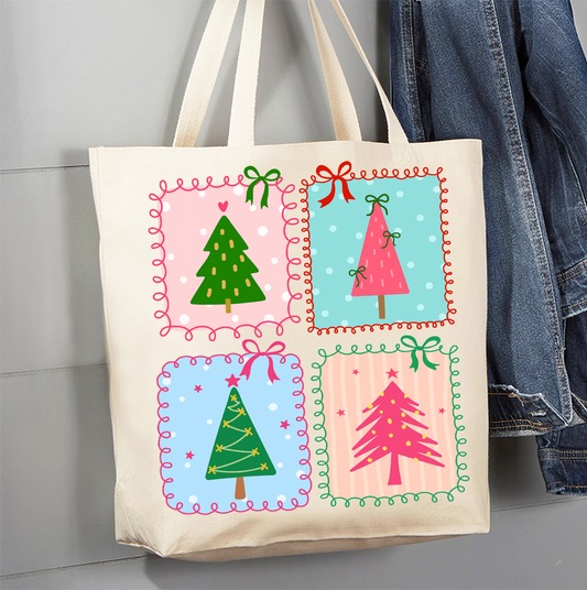 Avery Lane Gifts - Christmas Tree Hand-Drawn Frame Canvas Tote Bag