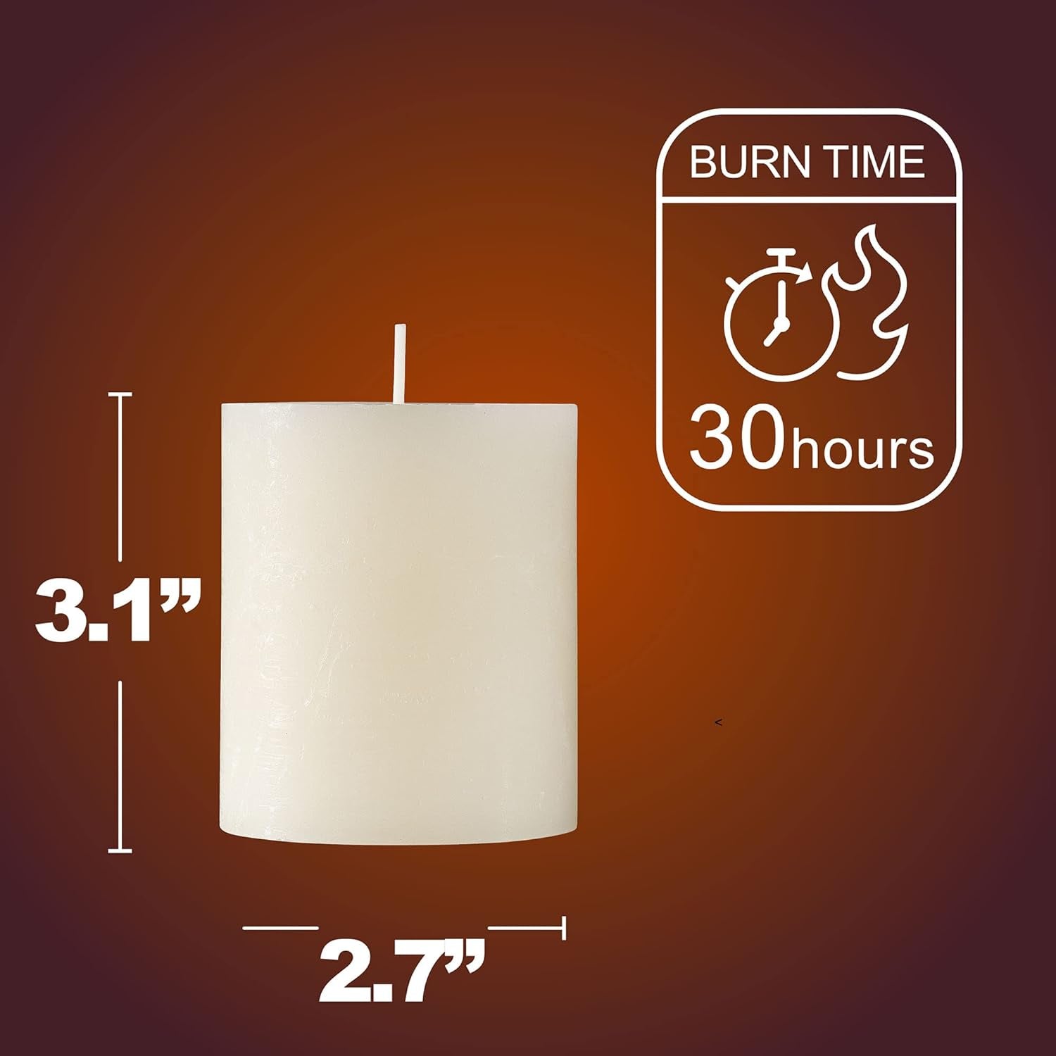 SPAAS Rustic Ivory Pillar Candles - 2.7" X 3" Decorative Candles Set of 4 - Clean Burning and Dripless Unscented Rustic Pillar Candles for Home Decorations, Wedding Decor, Party, Spa Restaurant