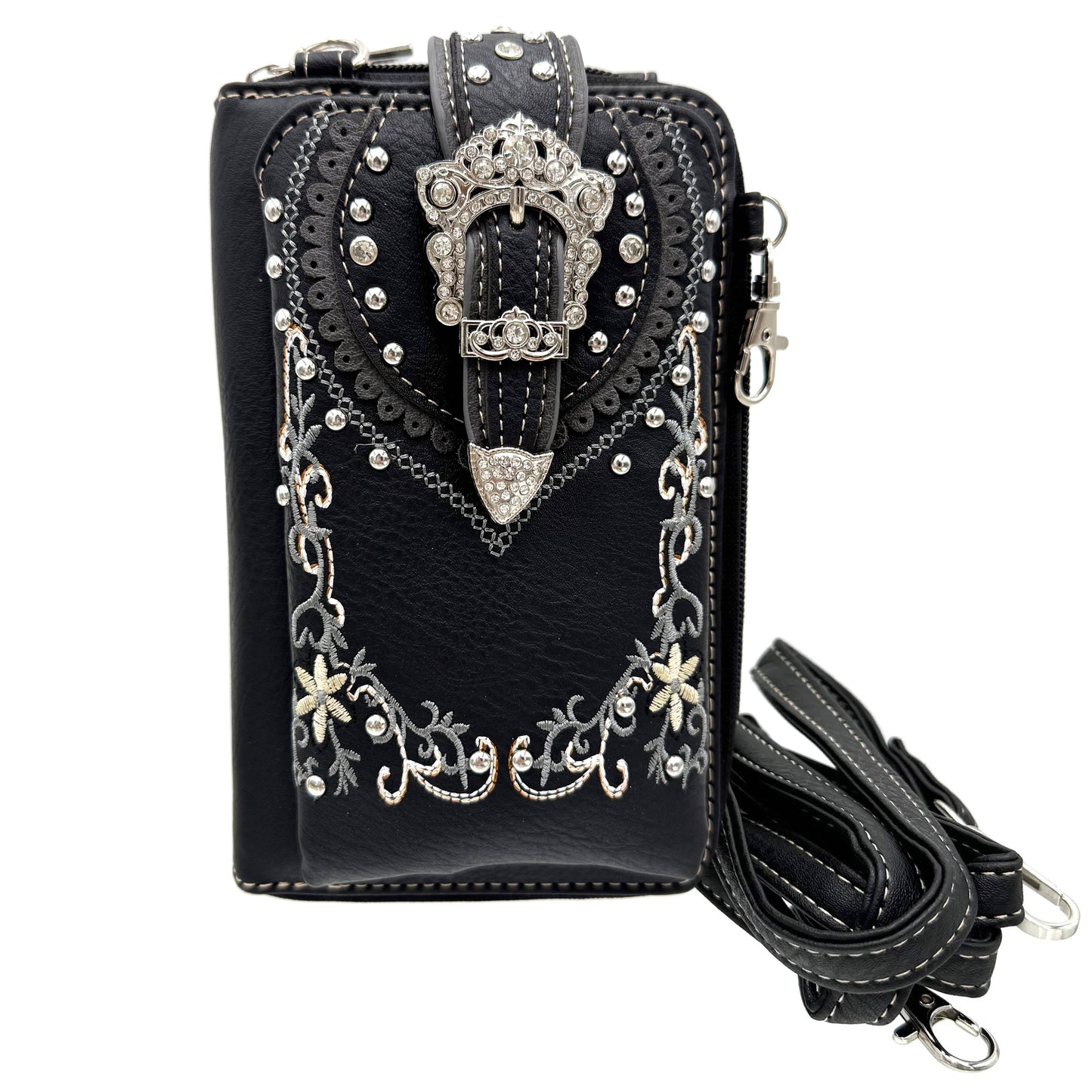 Lunar Deer - Crown Buckle Western Embroidered Floral Phone Wallet