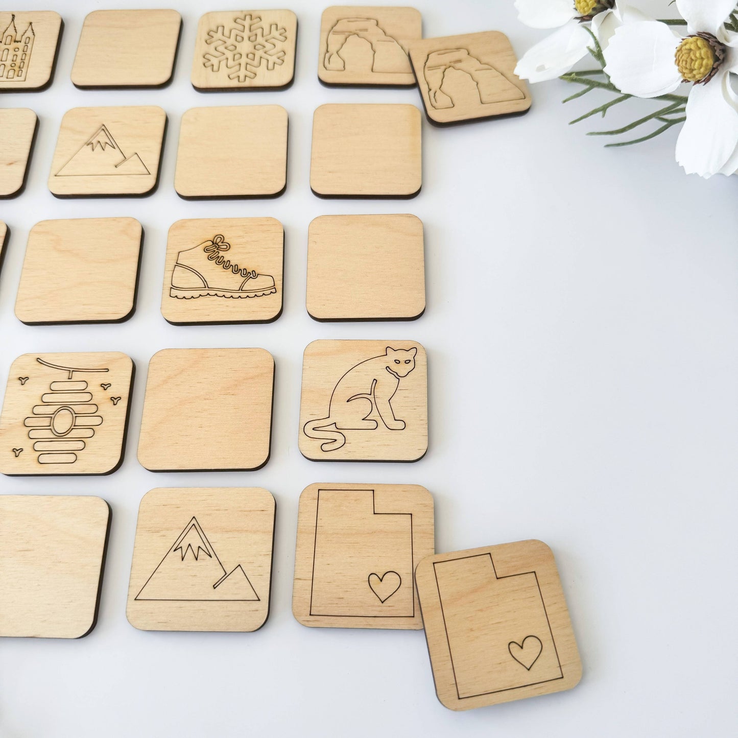 Birch House Games & Gifts - State Memory Matching Game - Wood Memory Game, Brainteaser
