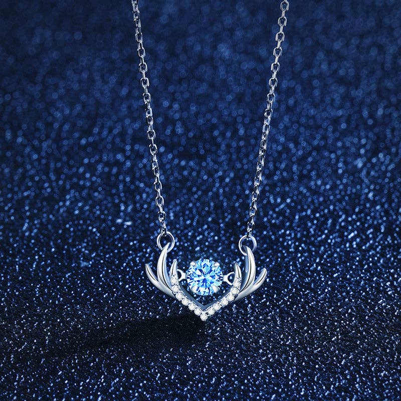 Perimade & Co. LLC - Deer Antler Dancing Stone Necklace in 925 Sterling Silver