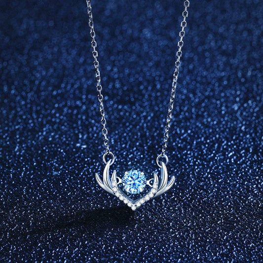 Perimade & Co. LLC - Deer Antler Dancing Stone Necklace in 925 Sterling Silver