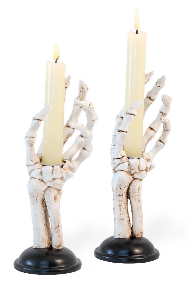 Boston International - 8" Tall Skeleton Hand Tapers Set of 2 Halloween Décor