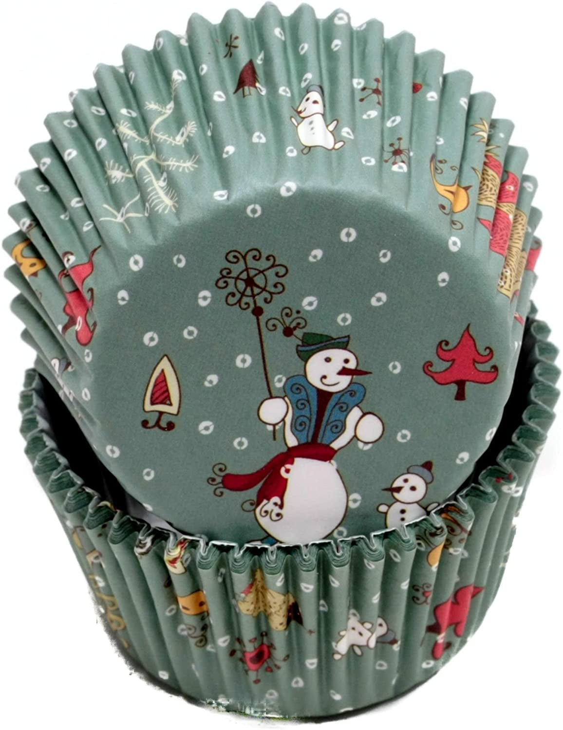 Paper Patterned Cupcake Liners, 50 Count, Green/Red/White