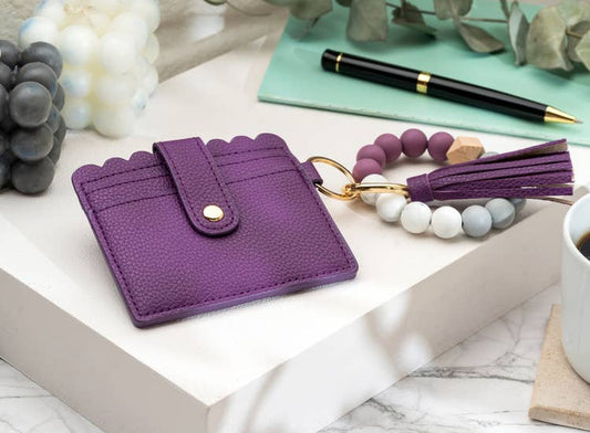 American Leather Goods - Leather Keychain Wallet With Wristlet Bangle Bracelet