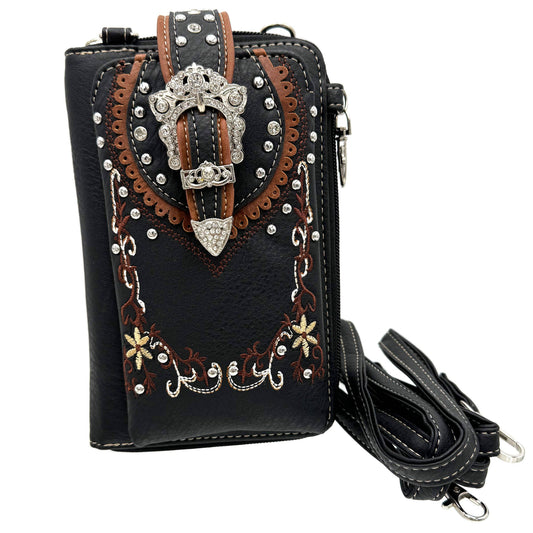 Lunar Deer - Crown Buckle Western Embroidered Floral Phone Wallet