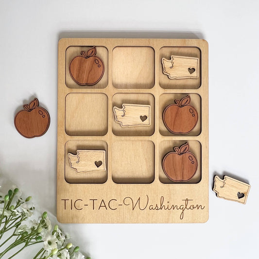 Birch House Games & Gifts - Washington State Gift - Tic-Tac-Toe WA Game - Customizable