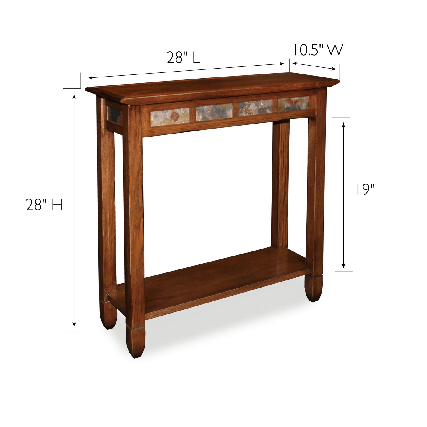 10059 Rustic Slate Tile Hall Console Sofa Table with Shelf, Rustic Oak