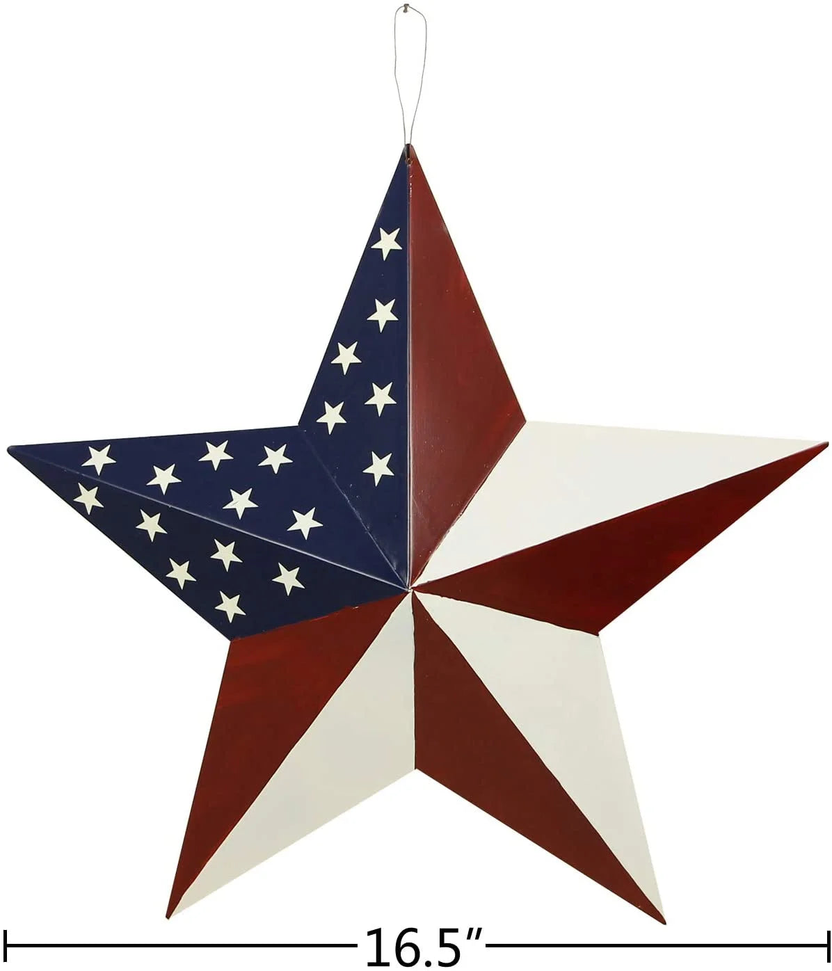 Patriotic Metal Barn Star Wall Decor, 16.5In Hanging Country Rustic Metal Star July of 4Th Old Glory American Flag Barn Star (M-Stars)