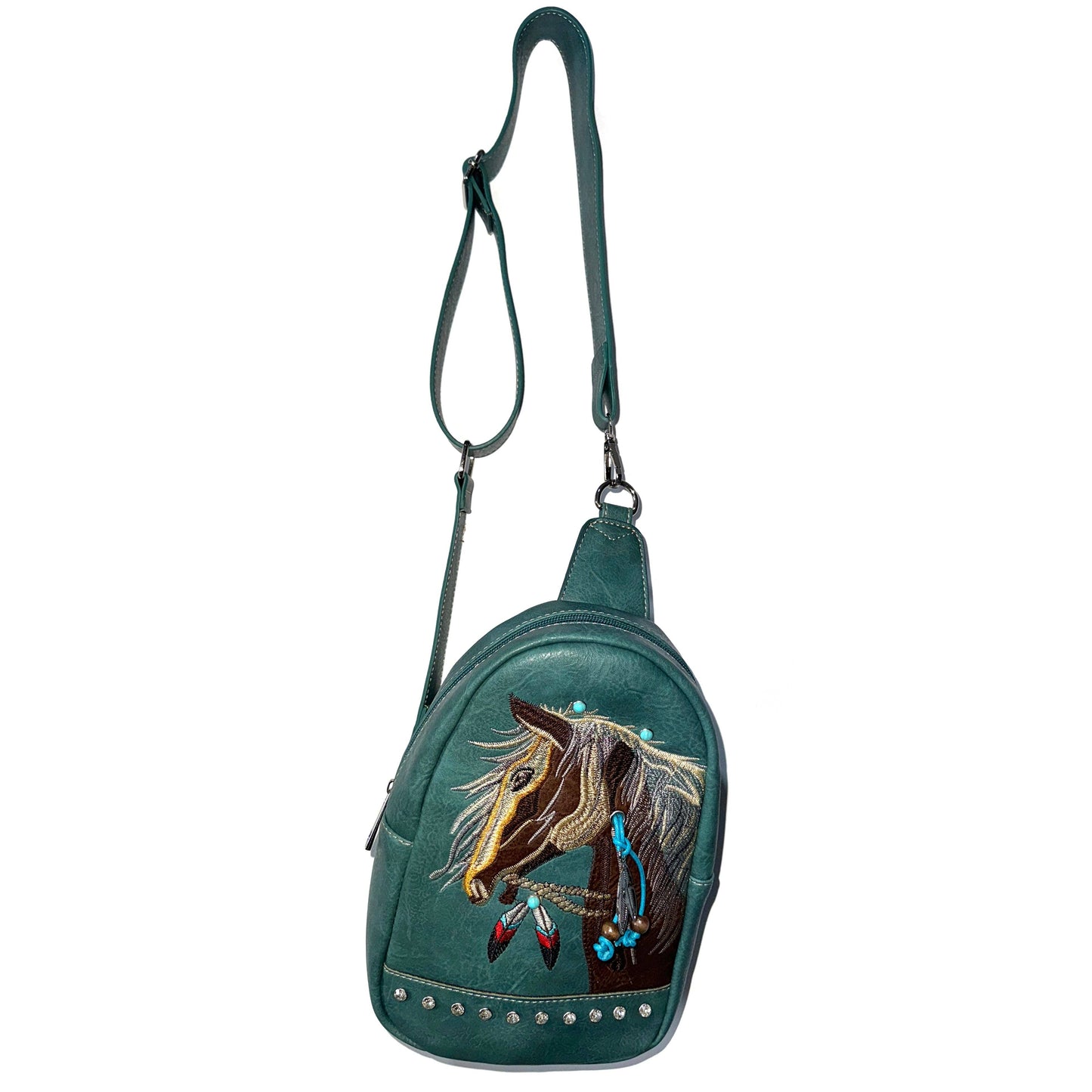 Lunar Deer - Women's Embroidered Horse Crossbody Western Sling Backpack