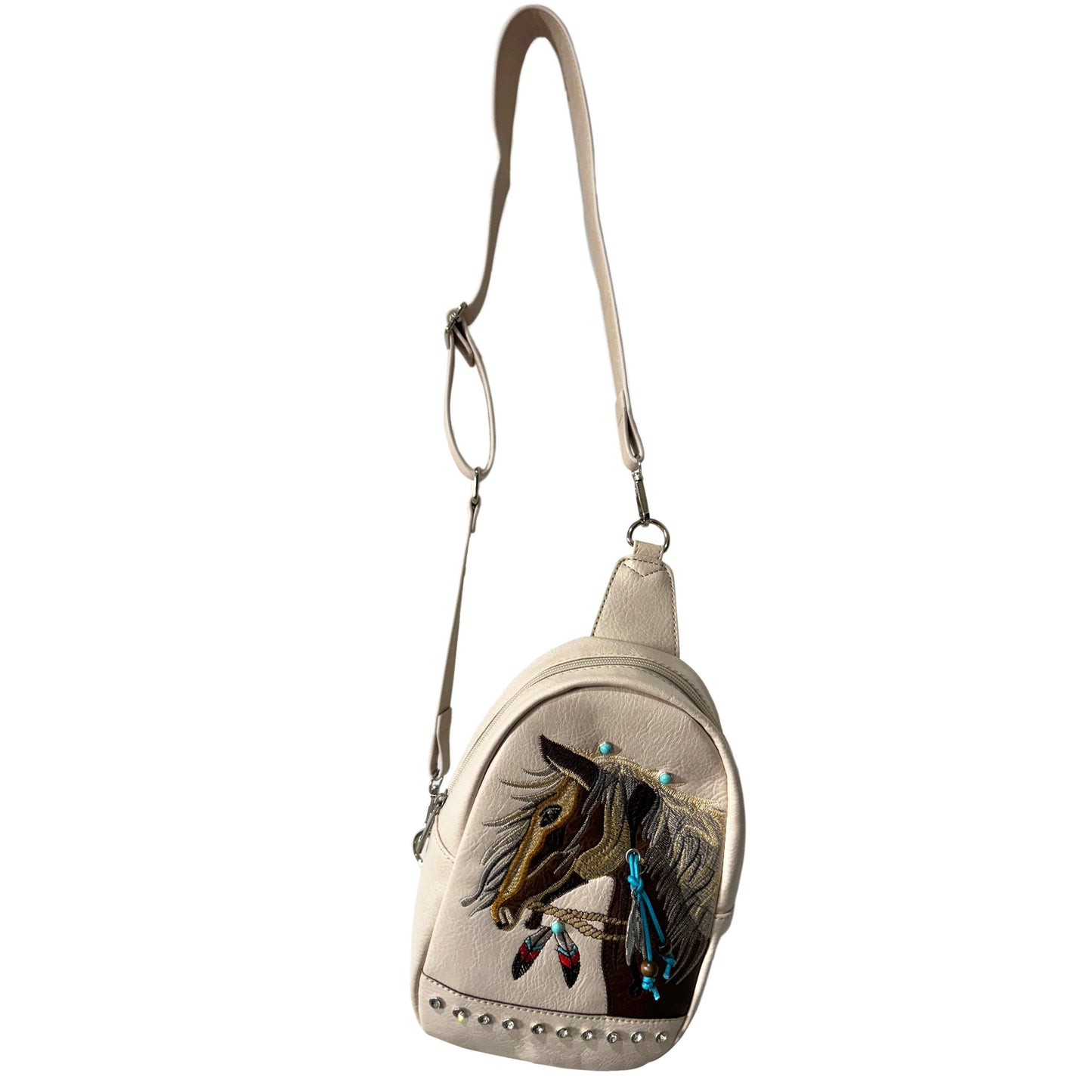 Lunar Deer - Women's Embroidered Horse Crossbody Western Sling Backpack