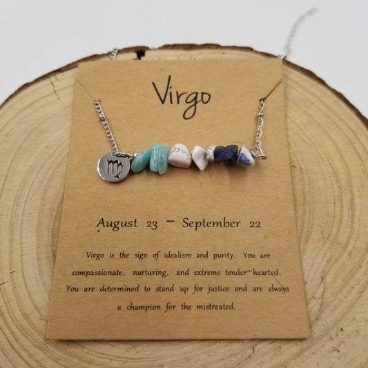 CHAKRA JEWELRY - Natural Stone Handwoven Constellation Necklace with Card