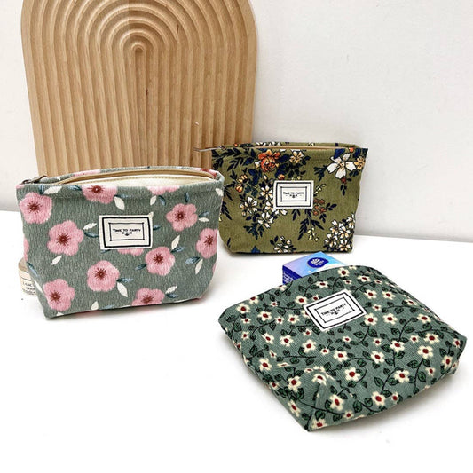 Funkyrel® Atzbranding Limited - Cosbai - Small Floral Corduroy Cosmetic Bag