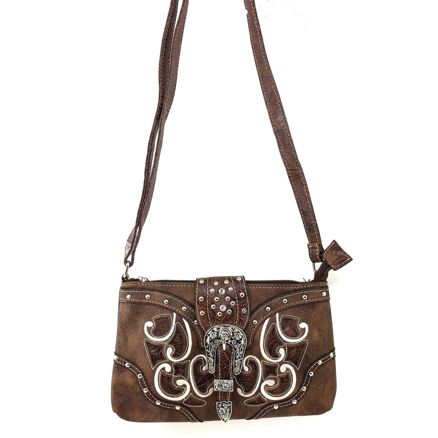 Lunar Deer - Western Floral Buckle Crossbody Pouch Bag