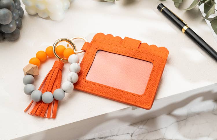 American Leather Goods - Leather Keychain Wallet With Wristlet Bangle Bracelet