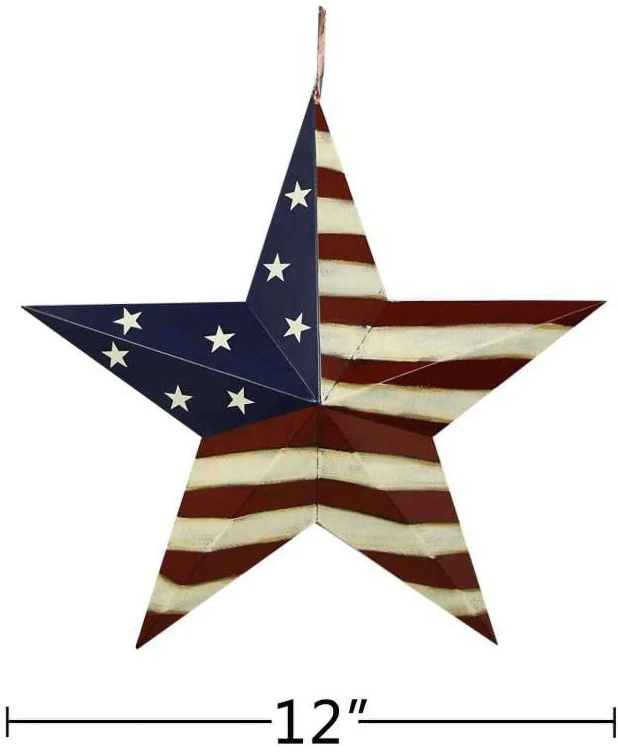 Patriotic Metal Barn Star Wall Decor, 12Inch Hanging Country Rustic Metal Star for July 4Th Decoration