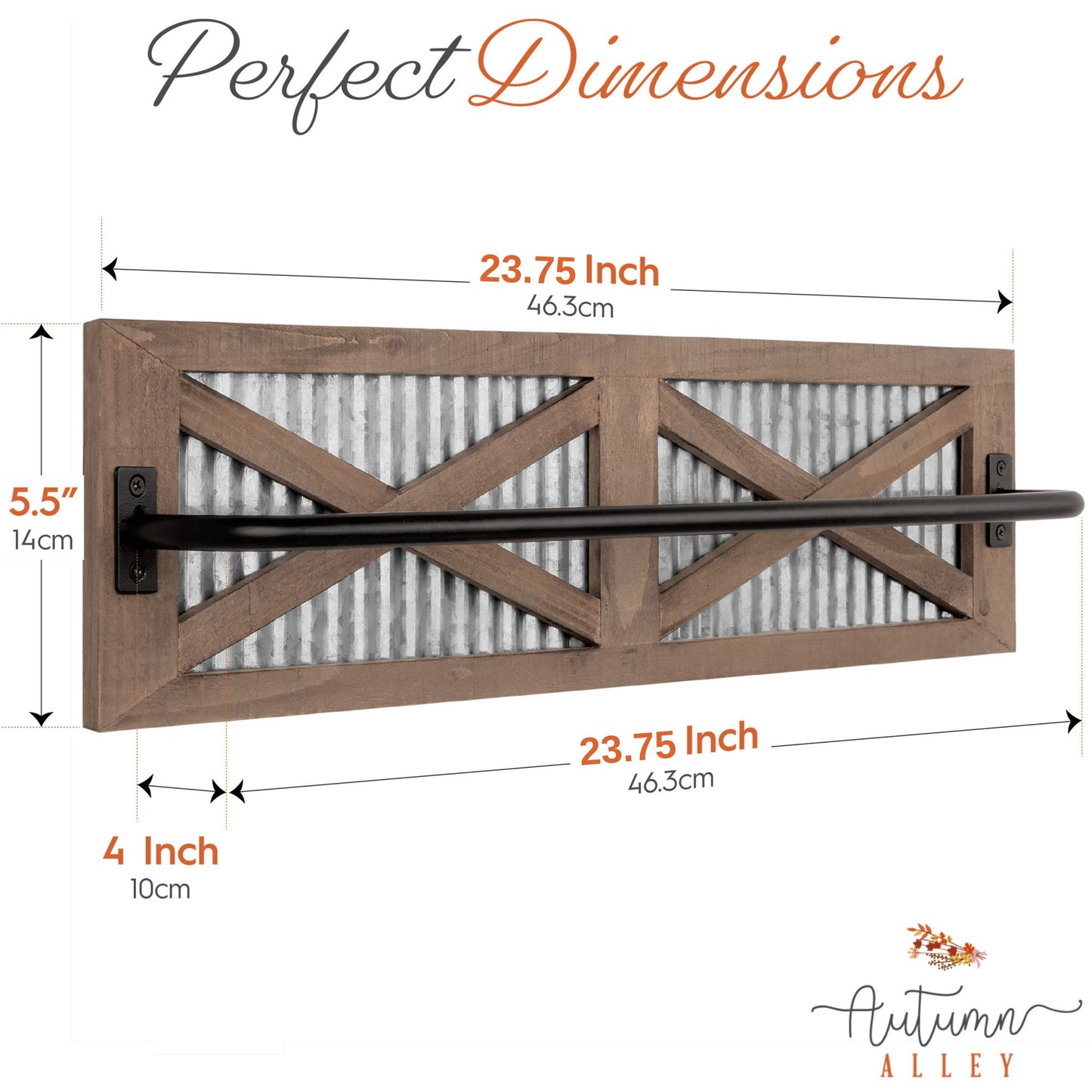 Wooden Barn Door Farmhouse Towel Rack with Galvanized Metal - Farmhouse Bathroom Decor