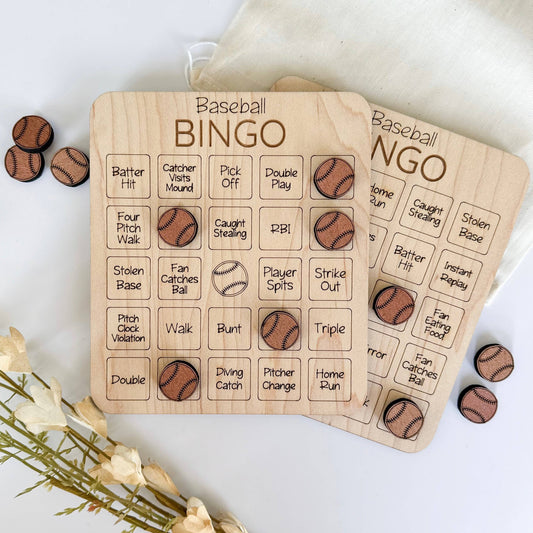Birch House Games & Gifts - Baseball Bingo Game - Wooden Bingo, Sport Game
