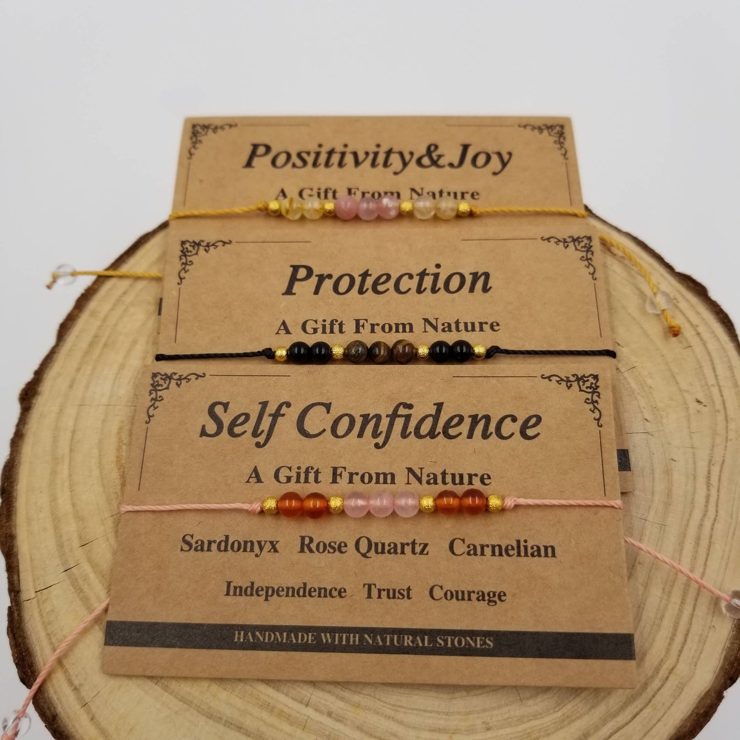 CHAKRA JEWELRY - Handmade Natural Crystal Chakra Bead Bracelet With Card