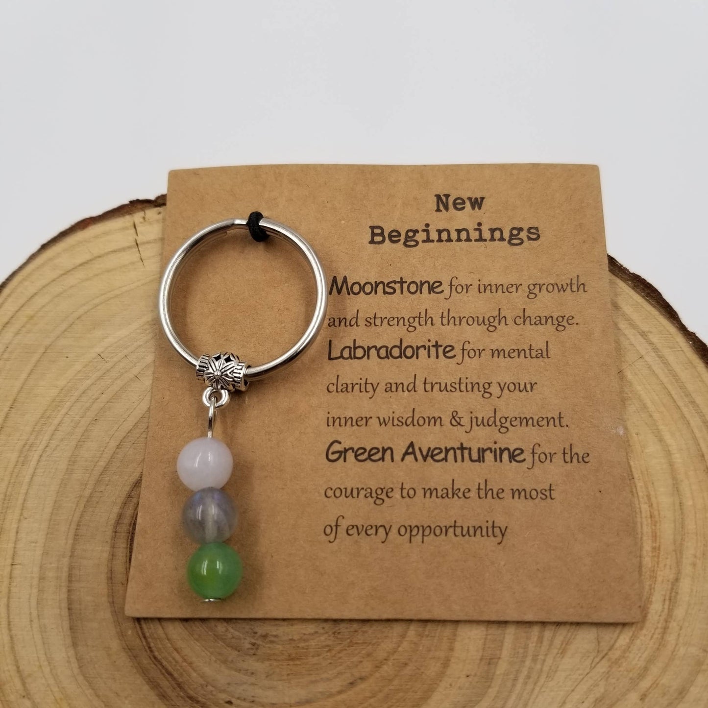CHAKRA JEWELRY - Natural Stone Bead Lucky Chakra Keychain With Card