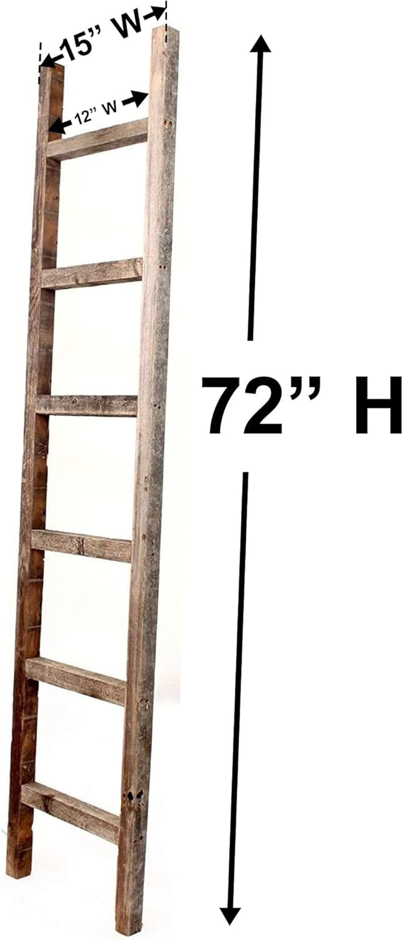 Rustic Farmhouse Decorative Ladder - Our 6 Ft Ladder Can Be Mounted Horizontally or Vertically and Is Crafted from Upcycled Wood | No Assembly Required | Brown