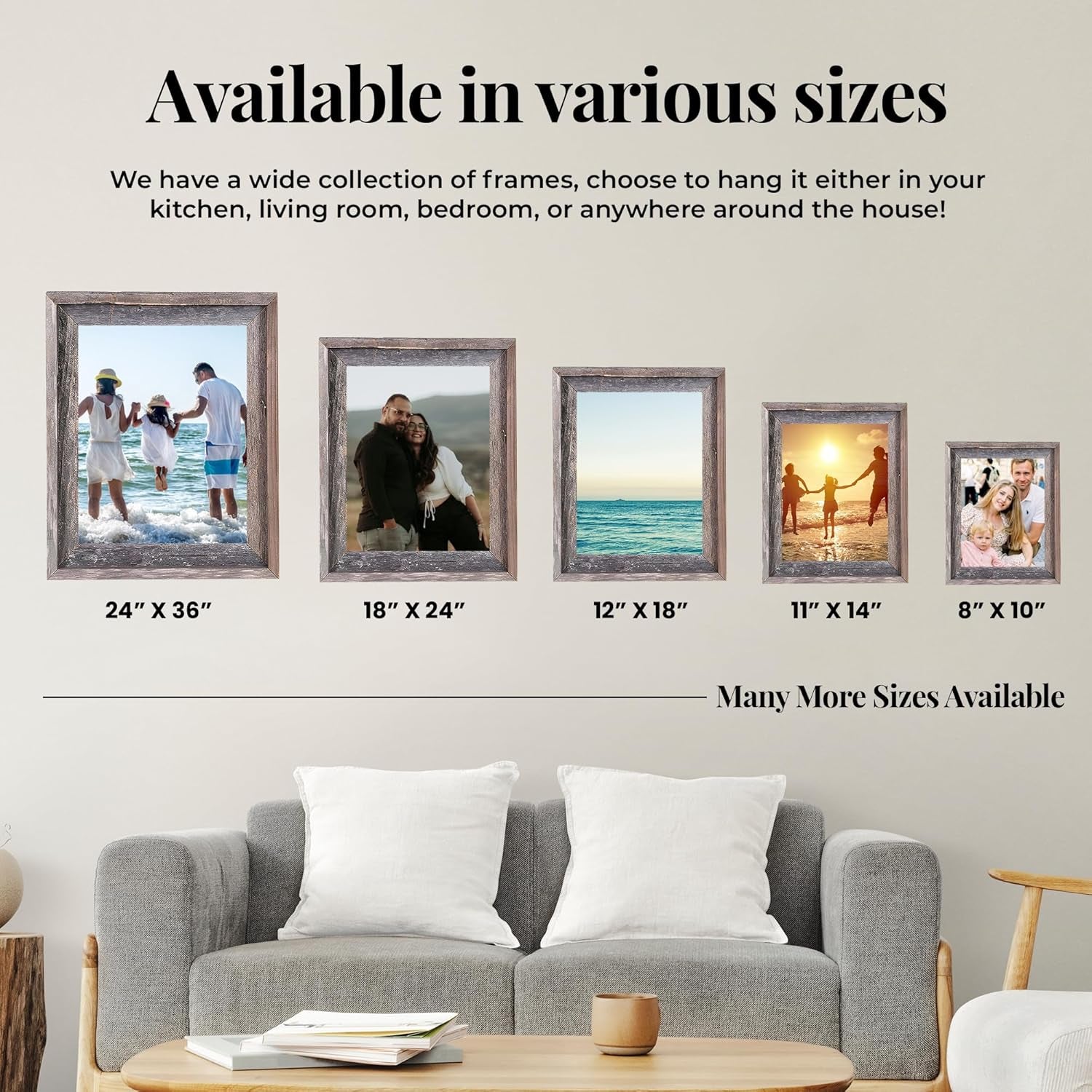 Farmhouse Style Rustic Picture Frame - Reclaimed Wood Photo Frame – Signature Wall Picture Frames for Living Room, Bedroom, Office Display - Wooden Frames for Décor Made in USA Natural Weathered Gray 11" X 17"