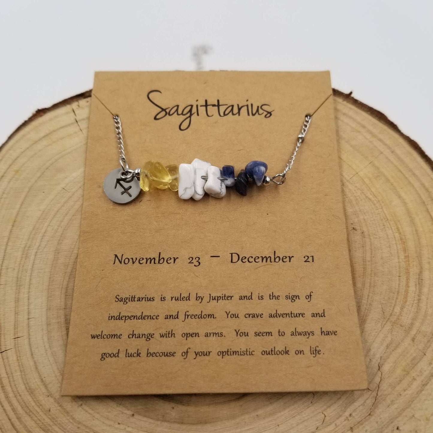 CHAKRA JEWELRY - Natural Stone Handwoven Constellation Necklace with Card