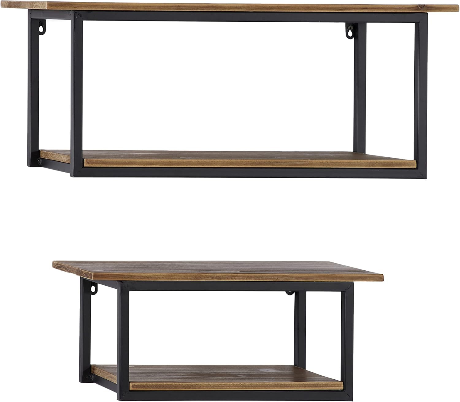 Metal 4 Shelves Wall Shelf, Set of 2 20", 28"W, Brown