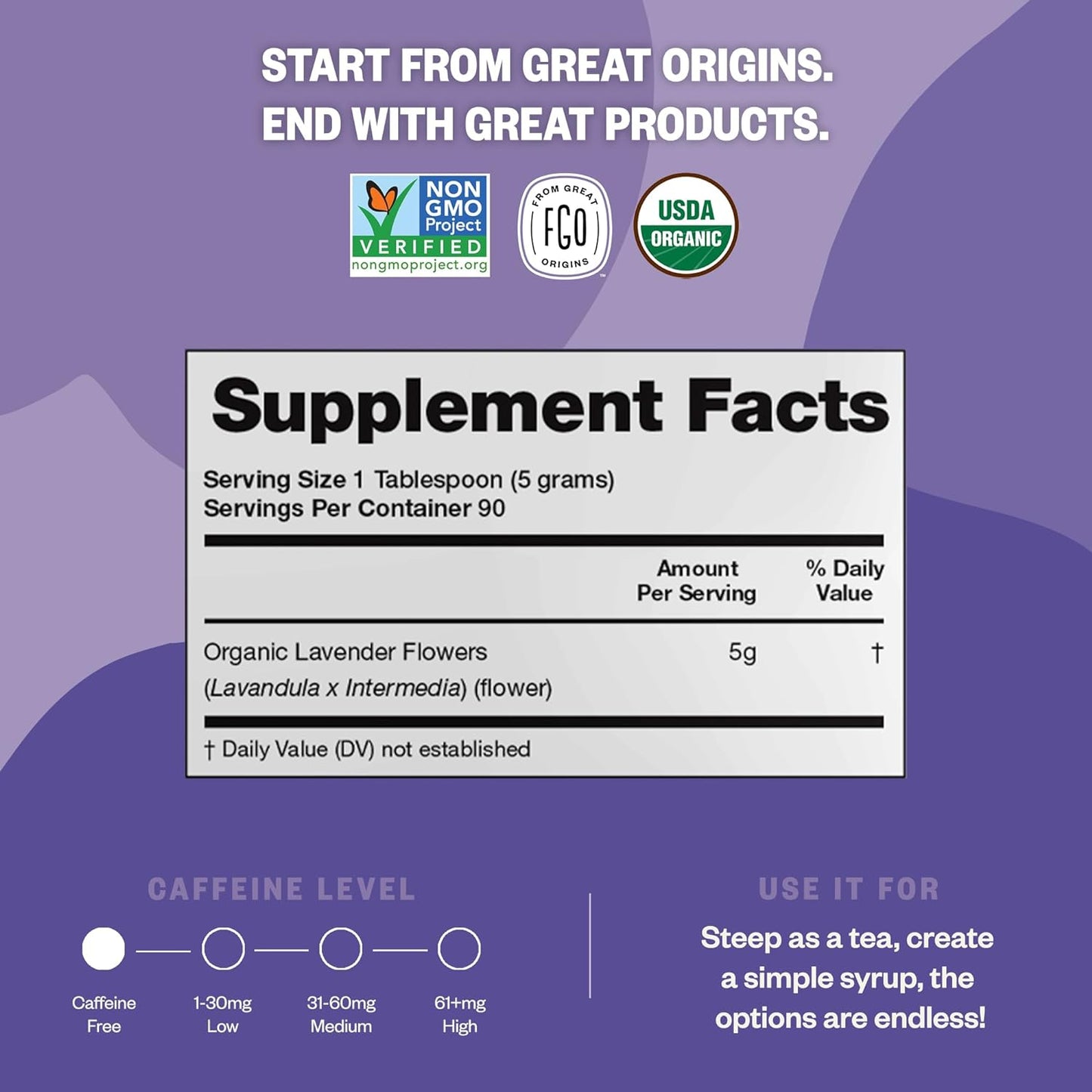 Organic Dried Lavender Flowers, Extra Grade Dried Buds, Imported from France for Culinary or Sachet Bags, 4Oz, Packaging May Vary (Pack of 1)