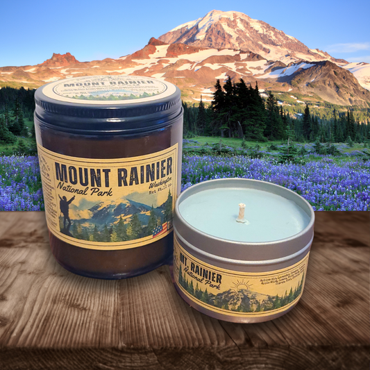 Wanderlust Folk - Mount Rainier | National Parks Candle | Washinton PNW