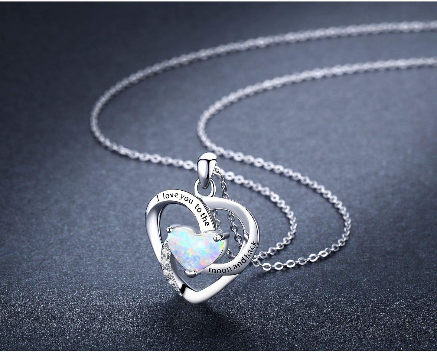 925 Sterling Silver Heart Necklace I Love You to the Moon and Back Pendant Sun Star Moon Necklace Jewelry for Women with Gifts Box