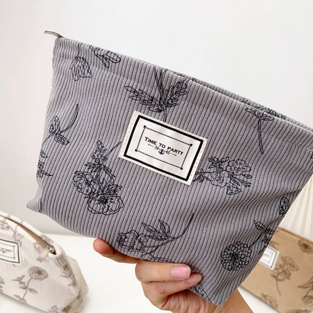 Funkyrel® Atzbranding Limited - Cosbai - Floral Corduroy Portable Storage Bag